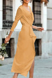 Koovaa Fashion Celebrities Solid Patchwork V Neck Pencil Skirt Dresses(5 Colors)