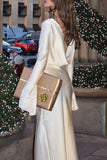 Koovaa Celebrities Elegant Solid Backless O Neck One Step Skirt Dresses